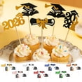 thumbnail image 1 of FastXmas 6Pcs Class of 2026 Graduation Cupcake Topper - Celebrate Graduation Day with Tindobewan Glitter Congrats Grad Cupcake Picks Decorations(Black with Gold,Different sizes), 1 of 6