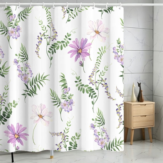 FastXmas 70 x 70 Inch Shower Curtain Floral Patterns Printed Decoration Waterproof Shower Curtain With Hooks Easily Install Shower Curtain,Machine Washable