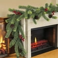 thumbnail image 1 of FastXmas 71" Christmas Rattan Decoration Red Berries and Green Pine-Needles Christmas Rattan Ornament Classical Norfolk Pine Christmas Garland Decor for Xmas Stair Fireplace Wall Home Indoor Outdoor, 1 of 6