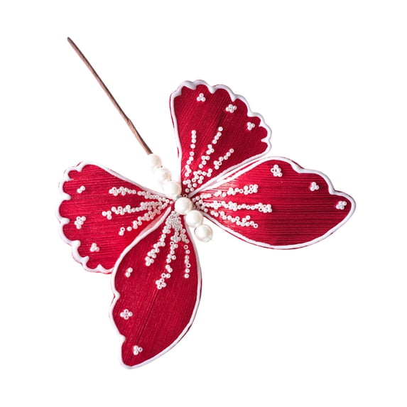 FastXmas 8.6*5.1" Glitter Butterfly Decorations Christmas Tree Butterfly Ornaments Xmas Tree Simulation Fabric Butterflies Ornaments Realistic Christmas Decor for Xmas Tree Holiday Party Outdoor