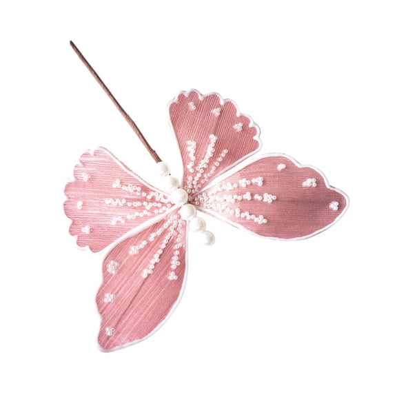 FastXmas 8.6*5.1" Glitter Butterfly Decorations Christmas Tree Butterfly Ornaments Xmas Tree Simulation Fabric Butterflies Ornaments Realistic Christmas Decor for Xmas Tree Holiday Party Outdoor