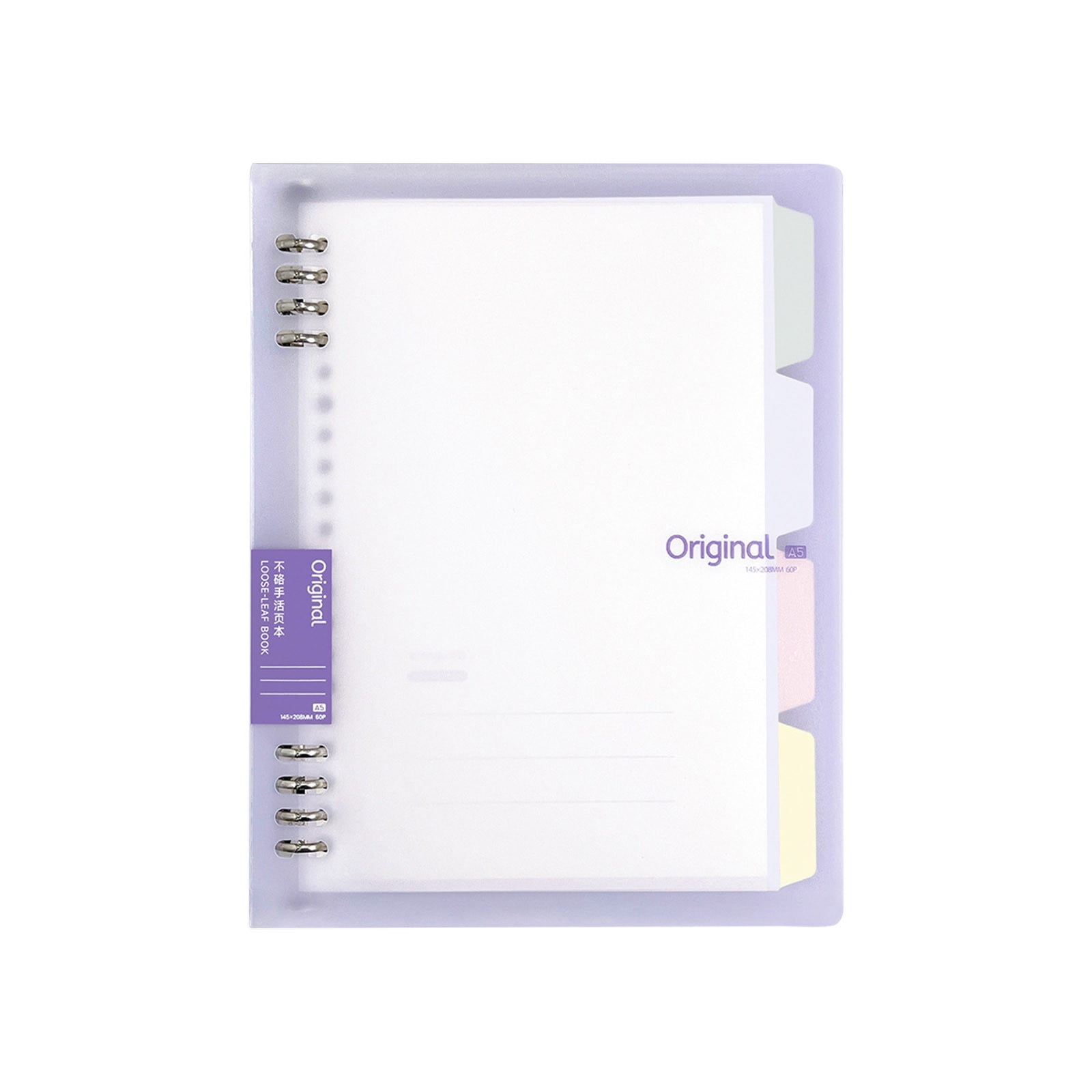 Thick Ringed Notebook Lksixu 8 Ring Binder Notebook, Frosted PVC Softcover A5 Lined Writing ...