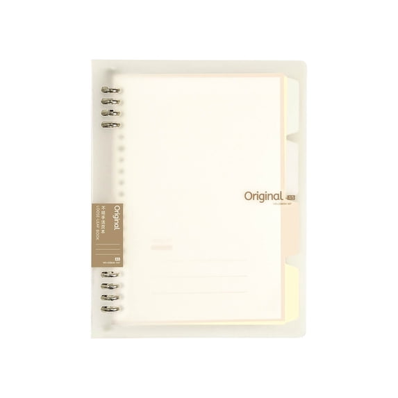Lksixu 8 Ring Binder Notebook, Frosted PVC Softcover A5 Lined Writing Notebook with Tabs, Refillable 120 Pages Thicken Ruled Paper Loose Leaf Journal Notepad Office Supplies for Work Travel