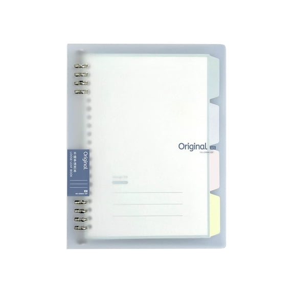 Lksixu 8 Ring Binder Notebook, Frosted PVC Softcover A5 Lined Writing Notebook with Tabs, Refillable 120 Pages Thicken Ruled Paper Loose Leaf Journal Notepad Office Supplies for Work Travel