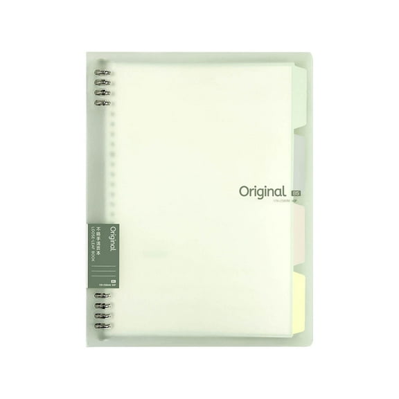 Lksixu 8 Ring Binder Notebook, Frosted PVC Softcover B5 Lined Writing Notebook with Tabs, Refillable 120 Pages Thicken Ruled Paper Loose Leaf Journal Notepad Office Supplies for Work Travel