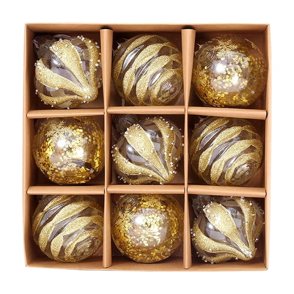 FastXmas 9 Pcs Set Christmas Clear Balls Decoration,Glittering Xmas Tree Hanging Ornaments Balls Set,Shatterproof Plastic Christmas Balls for Holiday,Party,Birthday,Wedding,Home,Xmas Tree Decor 3.15"
