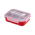 thumbnail image 1 of FastXmas Bento Box Adult, 4-Compartment Lunch Box with Utensils & Sauce Jar, Reusable Plastic Snack Food Container BPA-Free Leak-Proof Meal Prep Container Microwave & Dishwasher Safe for Office, 1 of 9