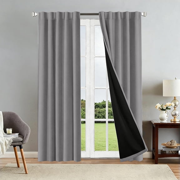 FastXmas Blackout Curtains, Thermal Insulated Soundproof Curtain Drapes, 52 x 84 Inch Solid Color Curtain, 1 Panel, Machine‑Washable Privacy Window Drape for Bedroom Living Room Office,Gray