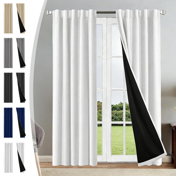 FastXmas Blackout Curtains, Thermal Insulated Soundproof Curtain Drapes, 52 x 84 Inch Solid Color Curtain, 1 Panel, Machine‑Washable Privacy Window Drape for Bedroom Living Room Office,White