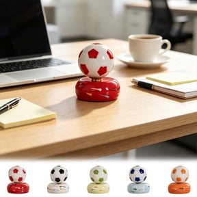 FastXmas Ceramic Rotating Soccer Ball Desk Decoration, Office Stress Relief Spinners Desktop Ornament Interactive Gift For Office Home Workspace Decor(Orange)