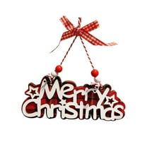 FastXmas Chrismtas Hanging Decoration,Wood Christmas Red Plaid British-Style Letter Ornaments, Merry Christmas Pine-Tree Shape Ornaments,2D Pendants for Xmas Tree,Car,Party,Holiday Decor 3.1"