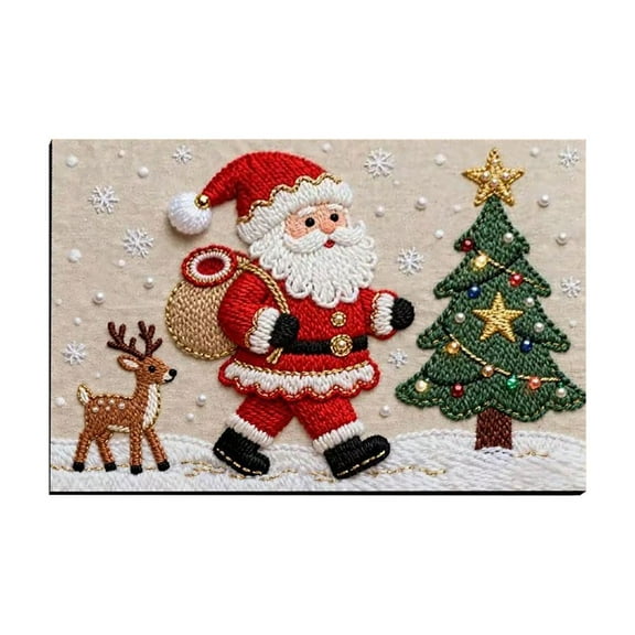 FastXmas Christmas Bathroom Floor Mat,Xmas Simulate 3D Knitted Absorbent Mat,Santa and Pinte-Tree Floor Area Rug,Christmas Non Slip Mat for Bathroom, Kitchen, Door, Bedroom, Home Decor 23.6x15.7 In