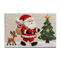 FastXmas Christmas Bathroom Floor Mat,Xmas Simulate 3D Knitted Absorbent Mat,Santa and Pinte-Tree Floor Area Rug,Christmas Non Slip Mat for Bathroom, Kitchen, Door, Bedroom, Home Decor 23.6x15.7 In