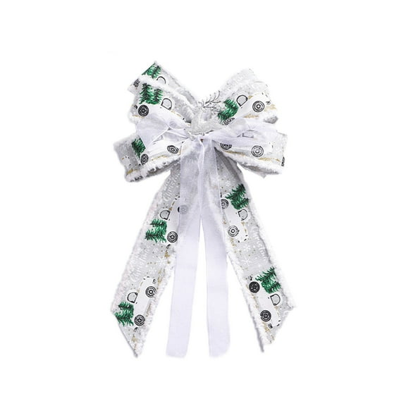 FastXmas Christmas Bowknot Decoration,Christmas Flocked Bows Decorations,9 x 14 Inch Lace Trim Small Ribbon Bows Hanging Ornaments,Crafts Bows Decorations for Xmas Tree,Holiday,Wedding,Home Decor