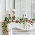 thumbnail image 1 of FastXmas Christmas Faux Vines 5.74 Feet Red Berries and Green Leaves Christmas Rattan Decoration Durable Christmas Garland Ornament Xmas Hanging Willow Leaf Ivy Decor for Wedding Party Wall Home, 1 of 6