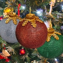 FastXmas Christmas Giltter Ball Hanging Decoration,5.9 Inch Giant Chrismtas Ball Ornaments,Christmas Tree Pendant Decorations Balls for Party,Wedding,Home,Holiday,Wreath,Rattan,Fireplace Decor