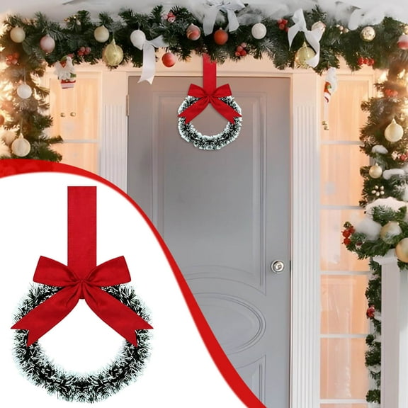 FastXmas Christmas Large Wreath with Bows Hanging Decoration,Christmas Tinsel Wreaths with Bow Pendant Ornaments for Windows,Winter Day,Wedding,Xmas Tree,Party,Bedroom Decor(Red 5.9 Inches 1pc)