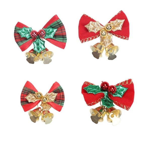 FastXmas Christmas Mini Red Bows Crafts Ornament,1.8 Inch Tiny Christmas Hanging Bows for Present with Bells,Handmade Bowknot Ornament for Christmas Tree,Wreaths Hanging Decoration Gift for Friends