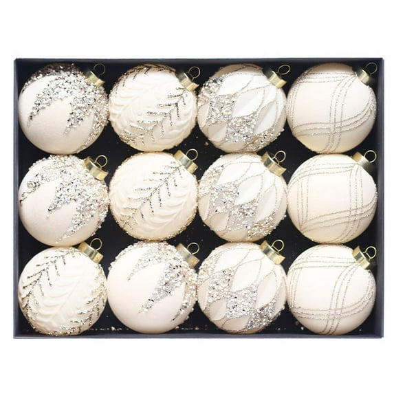 FastXmas Christmas Ornaments Balls Xmas Tree Decoration Balls Set 12Pcs Xmas Balls with Gold Sequins & Glitter Decor Shatterproof Xmas Ball Ornaments for Holiday Party Home Christmas Tree Decor(Red)