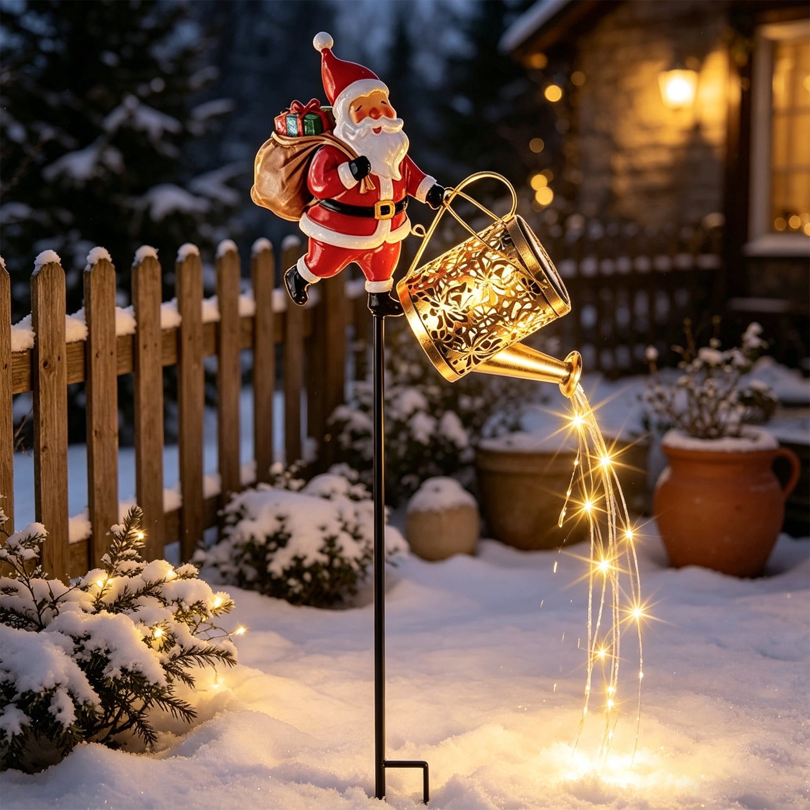 String. Sign Cea FastXmas Christmas Outdoor Solar Watering Can Lights IP65 Waterproof ...