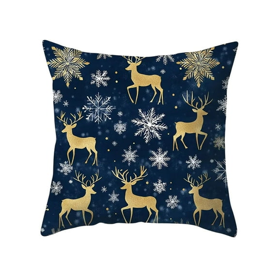 FastXmas Christmas Pillow Covers 17.7 x17.7 Inch,Blue and White Christmas Scene Pattern,Xmas Blue PineTrees Snowflakes Snowman Decorative Pillow Cases Square Cushion Cover for Sofa Couch Home Decor