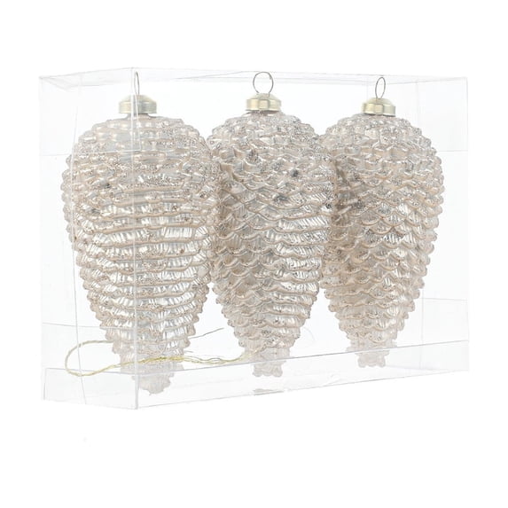 FastXmas Christmas Pinecone Ornaments,Glittering Fall Hanging Pine Cone Painted Ornaments Glitter Xmas Hanging Ornaments for ChristmasTree DIY Crafts Fall Thanksgiving Day Decoration(3 PCS)