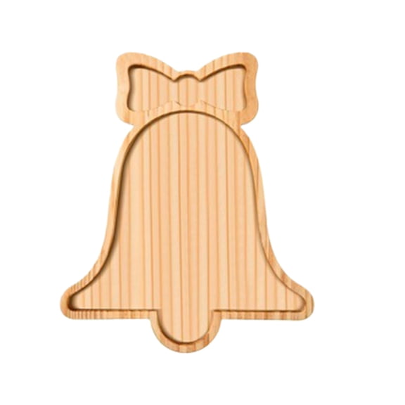 FastXmas Christmas Serving Platter,14.3"x11.8" Snowman Pine-Tree and Bell Shape Wooden Food Dish, Serving Dishes Charcuterie Board Tray for Cheese Fruit Bread, Platter for Housewarming Decro Wedding