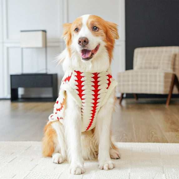 FastXmas Christmas Style Dog Sweater Dress,Pine-Tree Pattern Dog Sweater,Warming and Cosying Dog Pet Dress,Christmas Stripe Dog Sweater,Double - Sided Fleece Pet Sweater for Dogs to Keep Warm