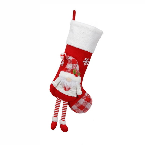 FastXmas Christmas Theme Stockings,Large Xmas Stockings Fireplace Hanging Stockings with Plush Reindeer,Santa Snowman Elf Ornaments for Fireplace,Bedroom,Christmas Tree,Wreath Decoration(18"x8")