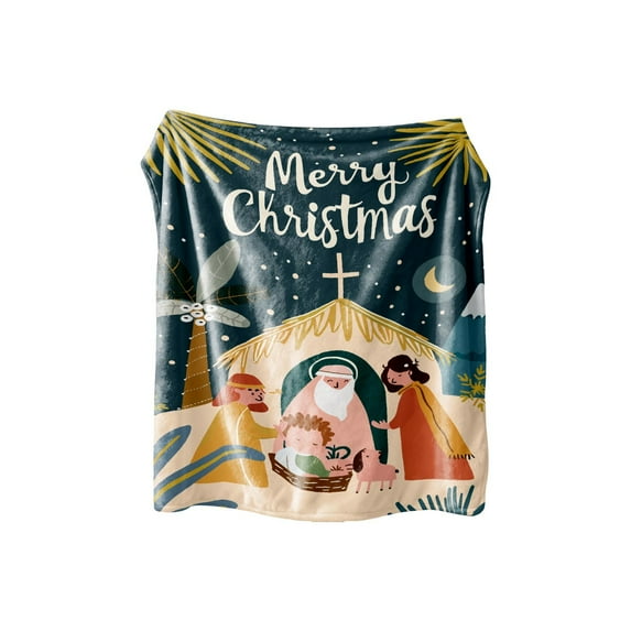 FastXmas Christmas Throw Blanket Decoration,Christmas Theme Blanket,Reindeer,Gift Box,Pine Tree Printing Xmas Blanket, Cosy and Soft Flannel Blanket for Couch Sofa,Bedroom,Office Napping,28 x 39 Inch