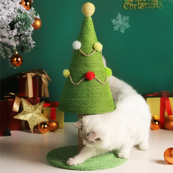 FastXmas Christmas Tree Cat Tower, Xmas Tree Cat Scratching Postb 23.2 Inch Durable Christmas Cat Tower to Satisfy Cats' Claw Instincts, Christmas Decor Sisal Rope Cat Toys for Kitty and Adult Cats