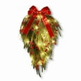 thumbnail image 1 of FastXmas Christmas Wreaths with LED Lights Decoration, Christmas Rattan with Red Berries Hanging Ornament,Simulation Norfolk Pine Branches Garland for Front Door,Window,Home,Wall Decor(15.7 Inches), 1 of 6