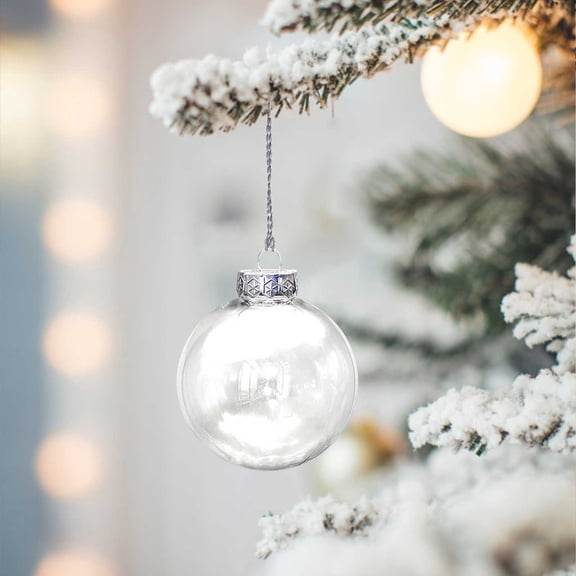 FastXmas Clear Christmas Balls Ornaments, Christmas Decorations for Xmas Tree, 2.36" Transparent Fillable Plastic Hanging Bauble Sphere with Loop, Shatterproof Christmas Decorative Ball for DIY Crafts
