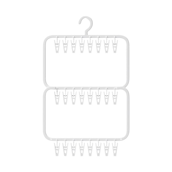 FastXmas Clothes Drying Rack with 24 Clips, Foldable Hanging Rack,Space Saving Clip for Socks,Underwear or Hand Towel Hanging Windproof And Clip Strong Clamp Organize Clothes Drying Rack