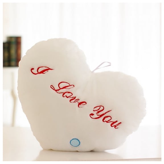 FastXmas Cute LED Heart Pillows, Heart Shaped Throw Pillows for Bed, Faux Rabbit Fur Plush Pillow for Chair Sofa Living Room Valentine's Day Christmas Winter Gift(13.8"x15.7")