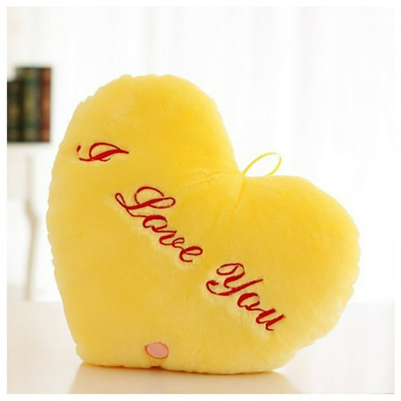 FastXmas Cute LED Heart Pillows, Heart Shaped Throw Pillows for Bed, Faux Rabbit Fur Plush Pillow for Chair Sofa Living Room Valentine's Day Christmas Winter Gift(13.8"x15.7")