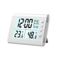 thumbnail image 1 of FastXmas Digital Alarm Clock, Electronic Table Clock with Temperature Humidity and Date, Battery Operated Wall Mounted/Desktop Large LCD Display Alarm Clock with Night Light for Bedroom Office, 1 of 8