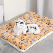 FastXmas Dog Cat Bed Mat Flat Pet Crate Mat with Non-Slip Bottom 12 x 15.7 Inch Flocking Dog Cat Bed Machine Washable Flocked Cat Paw Pattern Warm and Cosy Pet Kennel Pad for Dog Cat Sleeping Playing
