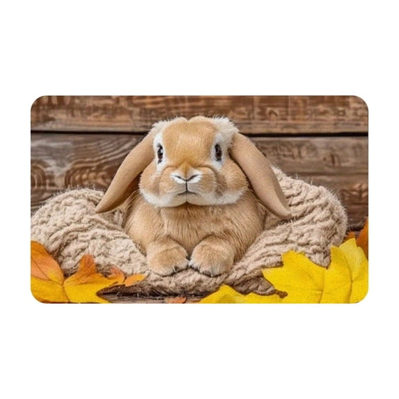FastXmas Easter Bunny Welcome-Doormat for Outdoor-Entrance Decor, Colored Eggs Spring Non-Slip Indoor Home Decor Front Door Mats for Bedroom Kitchen Decor(23.6"x15.7")