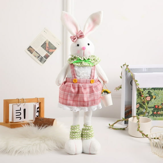 FastXmas Easter Cute Bunny Plush Doll for Sofa Decoration, Easter Stuffed Rabbit Animal Doll Ornament, Big Frabic Rabbit Birthday Gifts for Boy Girl(9.4 x 17.7 Inch)