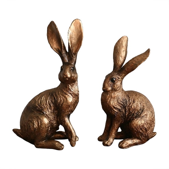 FastXmas Easter Cute Gold Bunny Resin Figurine Decoration,Easter Rabbit Tabletop Decor Resin Statue for Garden Tabletop Bedroom Home Ornament Gifts for Lovers Friedns (4.7*9.8 Inch)