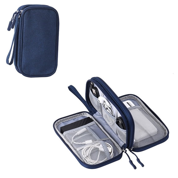 FastXmas Electronic Organizer, Portable Travel Double Layers Cable Storage Pouch with Compartment, Electronic Accessories Carry Case Waterproof All-in-One Storage Bag for Cord Charger Power Bank