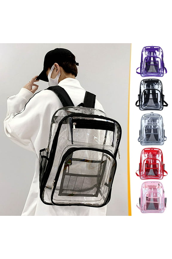 Extra Large Clear Backpack Transparent Heavy Duty School Bag, Durable Large Clear Sport Bags,Plastic Bookbags for College, School, Stadium,Security, Sporting, All Students(6x12.6x17)