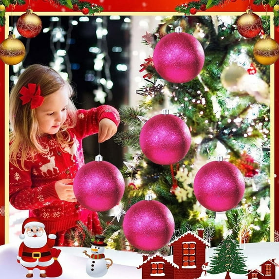FastXmas Extra Large Size Sequin Christmas Ornaments, 6 Inch Oversized Shatterproof Xmas Christmas Plastic Balls Hanging Xmas Tree Ornaments for Outside Lawn Yard Tree Hanging Decorations
