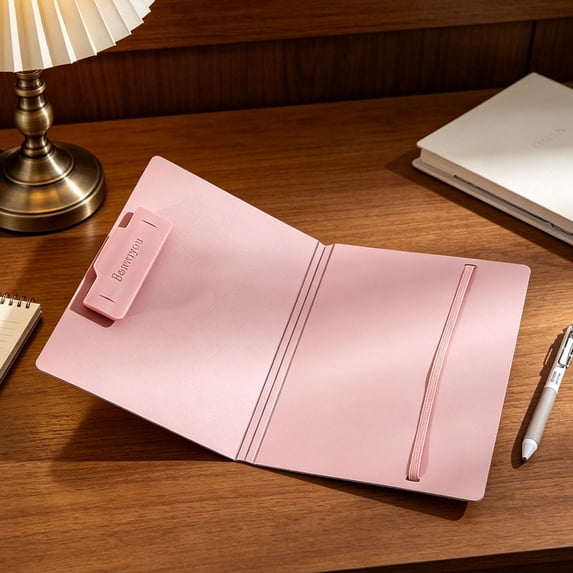 FastXmas Foldable Clipboard Folder,Portable Writing Pad With Clip Document Organizer For Business Office Conference,13.4*9.3 Inch,Pink