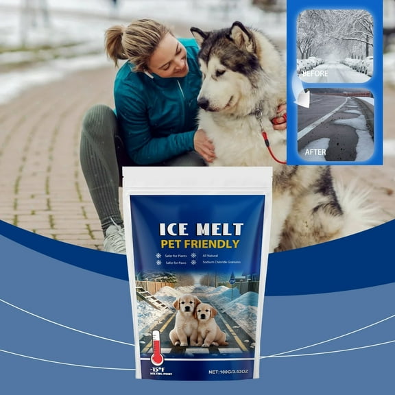 FastXmas Friendly Ice Melter Snow Melting Agent, The Safetys Of Concrete Friendly Snow Melting,Non-Staining Melt Agent for Driveway, Concrete, Sidewalk, and Outdoor Spaces(Blue,4x100g)