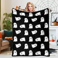thumbnail image 1 of FastXmas Halloween Throw Blanket, 27.5"x40" Flannel Fleece White Ghost Pattern Plush Shawl Blanket, Soft Lightweight Skin-Friendly Halloween Decorative Throw Blanket Nap Blanket for Couch Sofa Bed, 1 of 4