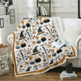 thumbnail image 1 of FastXmas Halloween Throw Blanket, 30"x40" Flannel Fleece Witch Hat & Candles Pattern Plush Blanket, Soft Lightweight Skin-Friendly Fall Harvest Decorative Throw Blanket for Couch Sofa Bed Outdoor, 1 of 8