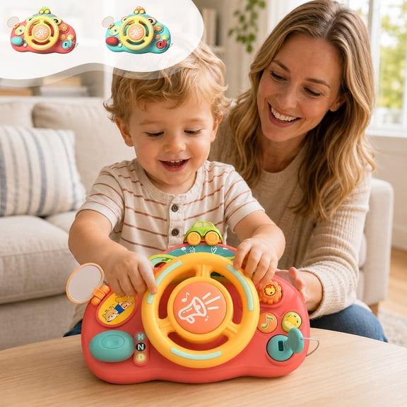 FastXmas Infant Simulation Steering Wheel Toy Simulation Children's Educational Early Education Infant Toys, BPA Free Pretend to Play Car Toy for Babies, Develop Observational and Practical skills