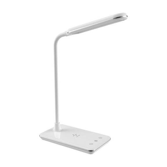 FastXmas LED Desk Lamp, Flexible Gooseneck Desktop Light with Wireless Charger, USB Charging Eye-Caring Reading Night Light with Adjustable Color Brightness Table Lamp for Home Office Bedroom